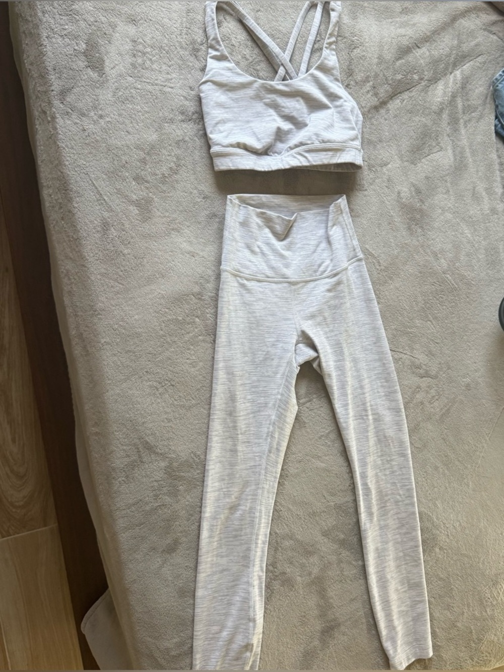 lululemon athletica Light Gray High-Waist Leggings & Strappy Sports Bra Set